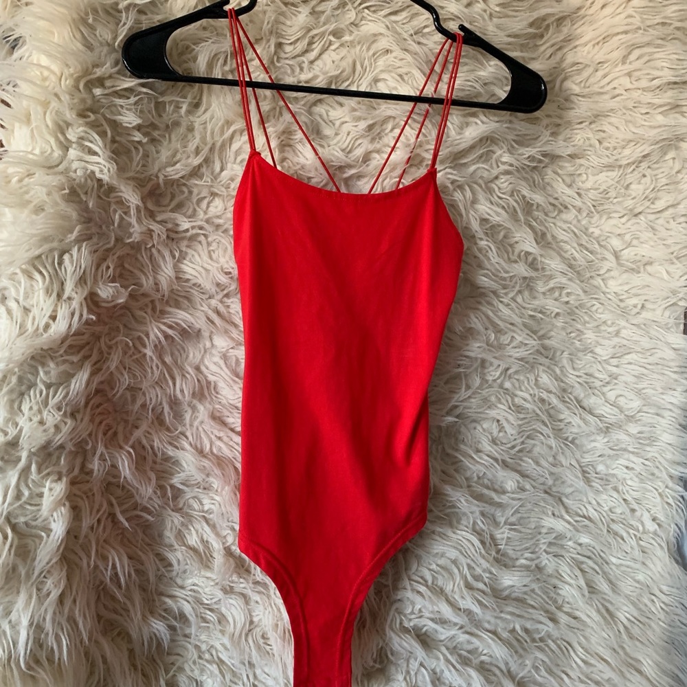 Red straps bodysuit